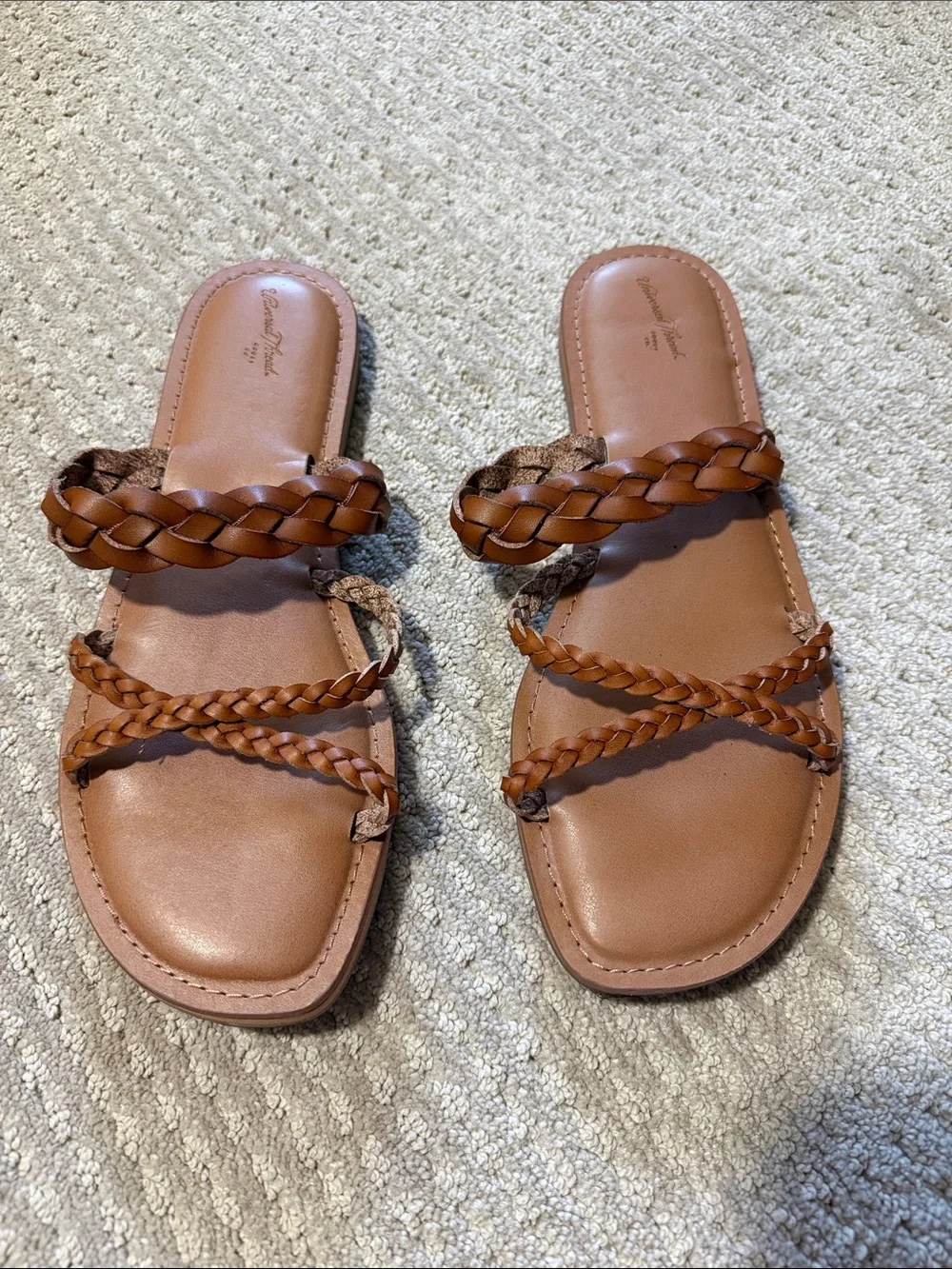 Universal Thread Braided Tan Slide Sandals